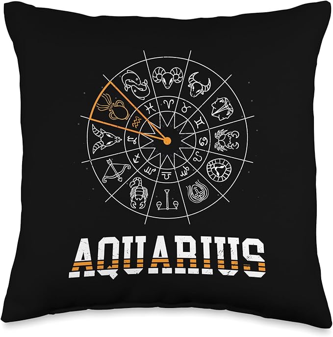 Aquarius Zodiac Sign Astrology Aquarius Zodiac Sign Throw Pillow