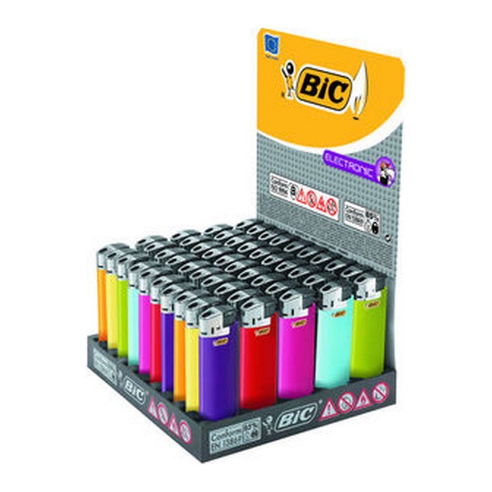 50 Accendini Bic Electronic J38 Colorati