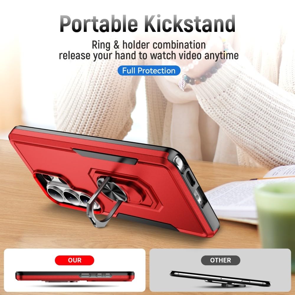 Generic Funda compatible con Samsung Galaxy A71 4G (color: rojo-rosa intenso), funda con soporte de anillo a prueba de golpes