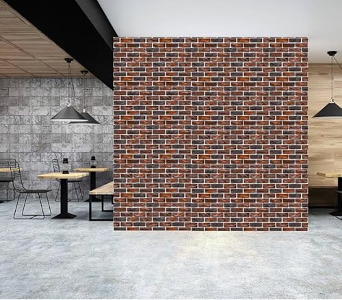 BUVU Vinyltapete 0.53x10m waschbare Tapete rotes Backsteinmauermotiv