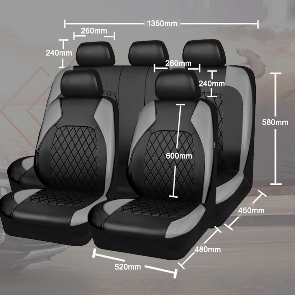 Ensembles de Housses Siège Voiture pour OP-EL Astra 2door 2007 2008-2015,Respirant Anti-dérapant ImperméAble Cuir Couvre Siege,Protege Siege Voiture Housses,E/Green