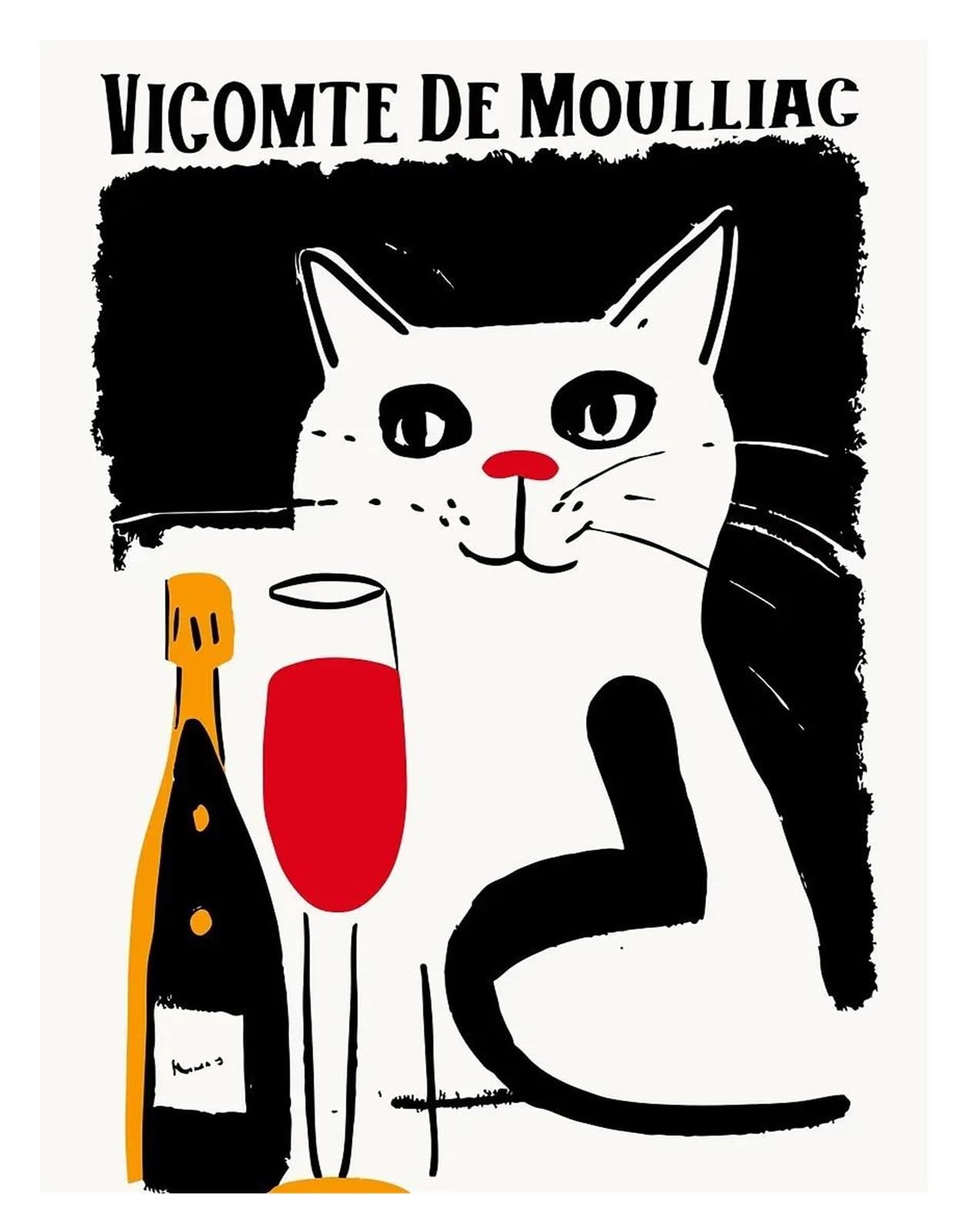 Xenite Q Wall Art Canvas Prints Funny Cats French Jazz And Wine Posters Reading Hobbies Cartoon Prints Canvas Painting Wall Art Pictures Home Living Room Decor(,50X70cm)