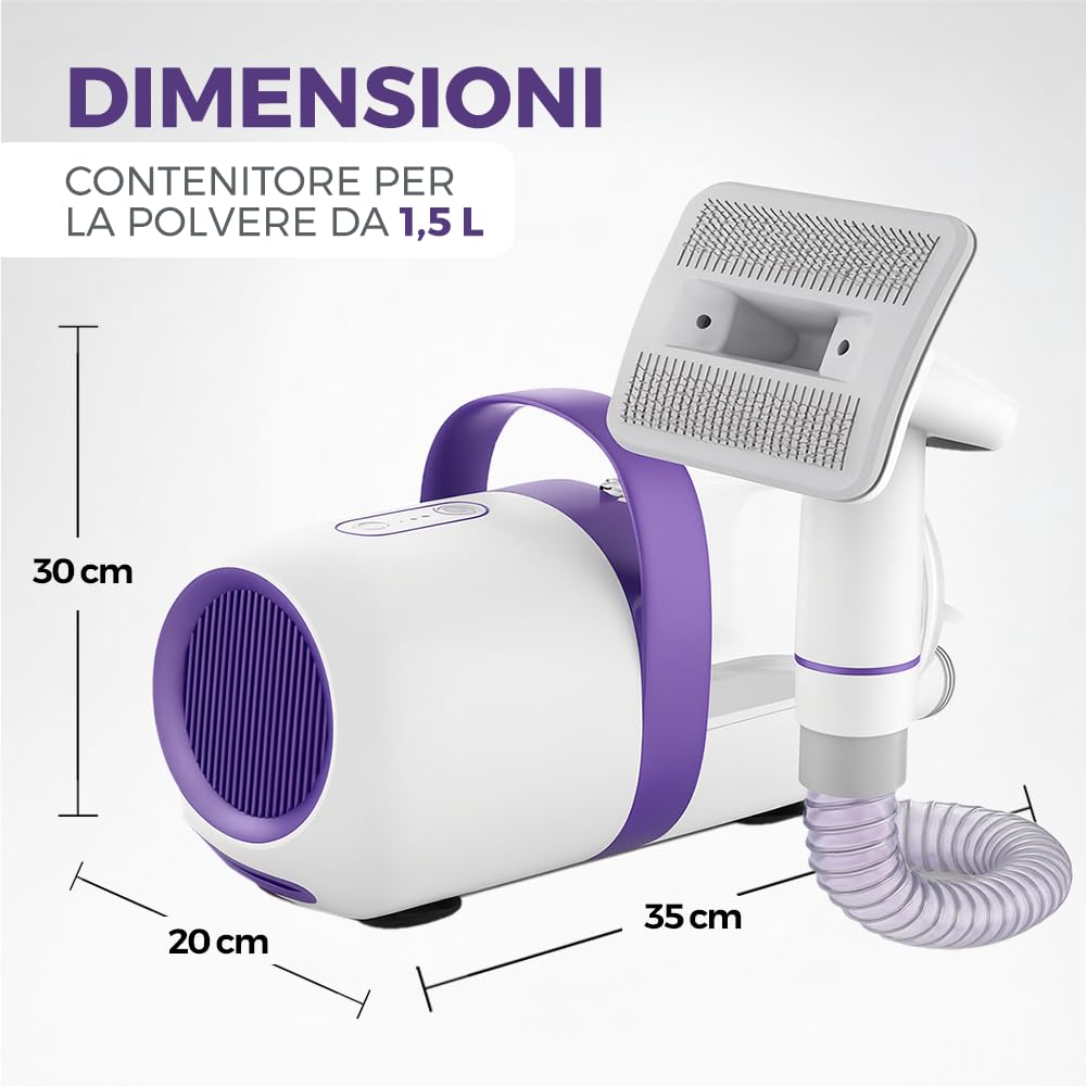 Aspirapolvere per Cani con Spazzola – Dispositivo di Toelettatura e Rimozione Peli 2 in 1, Silenzioso e Potente – Aspirazione Peli Animali Domestici per Casa, Divano e Auto, con Accessori Inclusi
