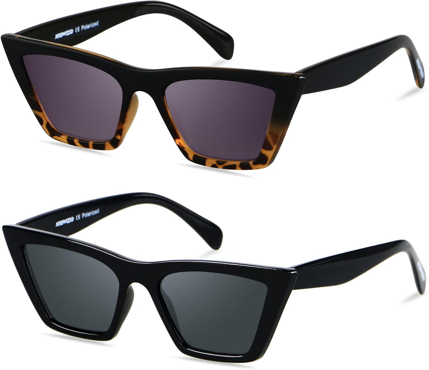 ANDWOOD Cat Eye Sunglasses for Women Polarized Cateye Frames Fashion Vintage Square Classic Retro Sun Glasses