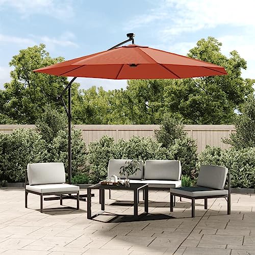 Homgoday Lona de repuesto para sombrilla en voladizo de terracota de 300 cm, sombrilla de jardín, playa, pesca exterior, cortavientos, portátil, para balcón, terraza, exterior, piscina