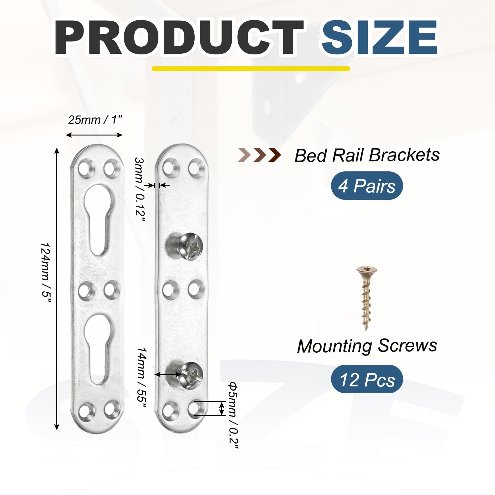 PATIKIL Bed Rail Brackets 5", Carbon Steel Adjustable Bed Rail Fasteners Hardware for Head Board Footboards Furniture Frame - Image 2
