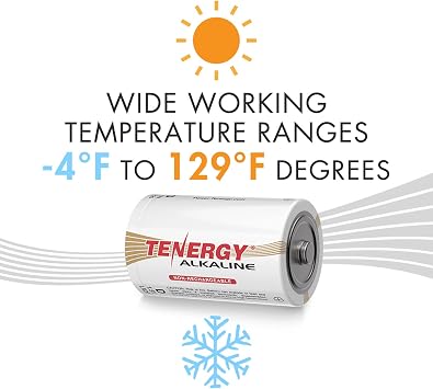 Tenergy 1.5V D Alkaline LR20 Battery, High Performance D Non-Rechargeable Batteries for Clocks, Remotes, Toys & Electronic Devices, Replacement D Cell Batteries, 12 Pack