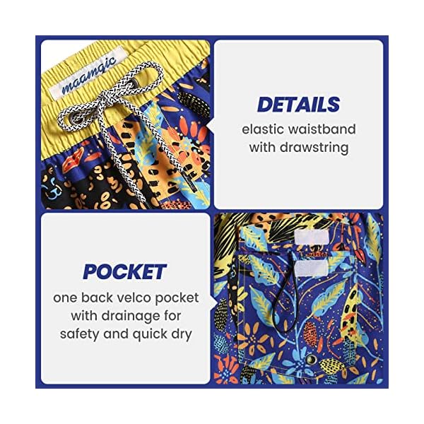 MaaMgic Mens Boys Vintage Swim Trunks with Mesh Lining Quick Dry Swim Suits Board Shorts,Black Leopard,Large - Image 6