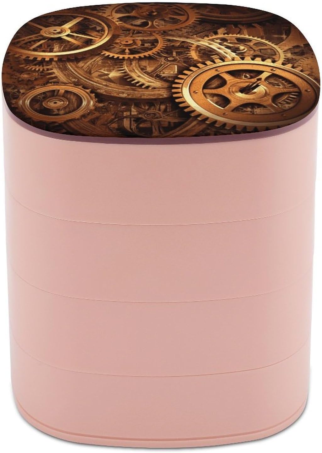 Cool Steampunk Gears Jewelry Box 4-Layer Rotating Jewelry Storage Boxes with Mirror Travel Jewelry Case Large Capacity Portable Jewelry Organizer Small Jewelry Organizer Box