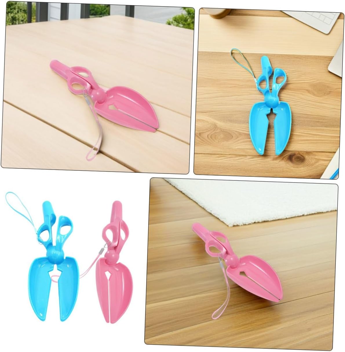 Dog Poop Scooper and Cat Waste Picker Portable Handheld Poop Scoop with Scissor Design Lightweight Plastic for Outdoor Walks and Yard Cleaning (Pink Blue) image 3