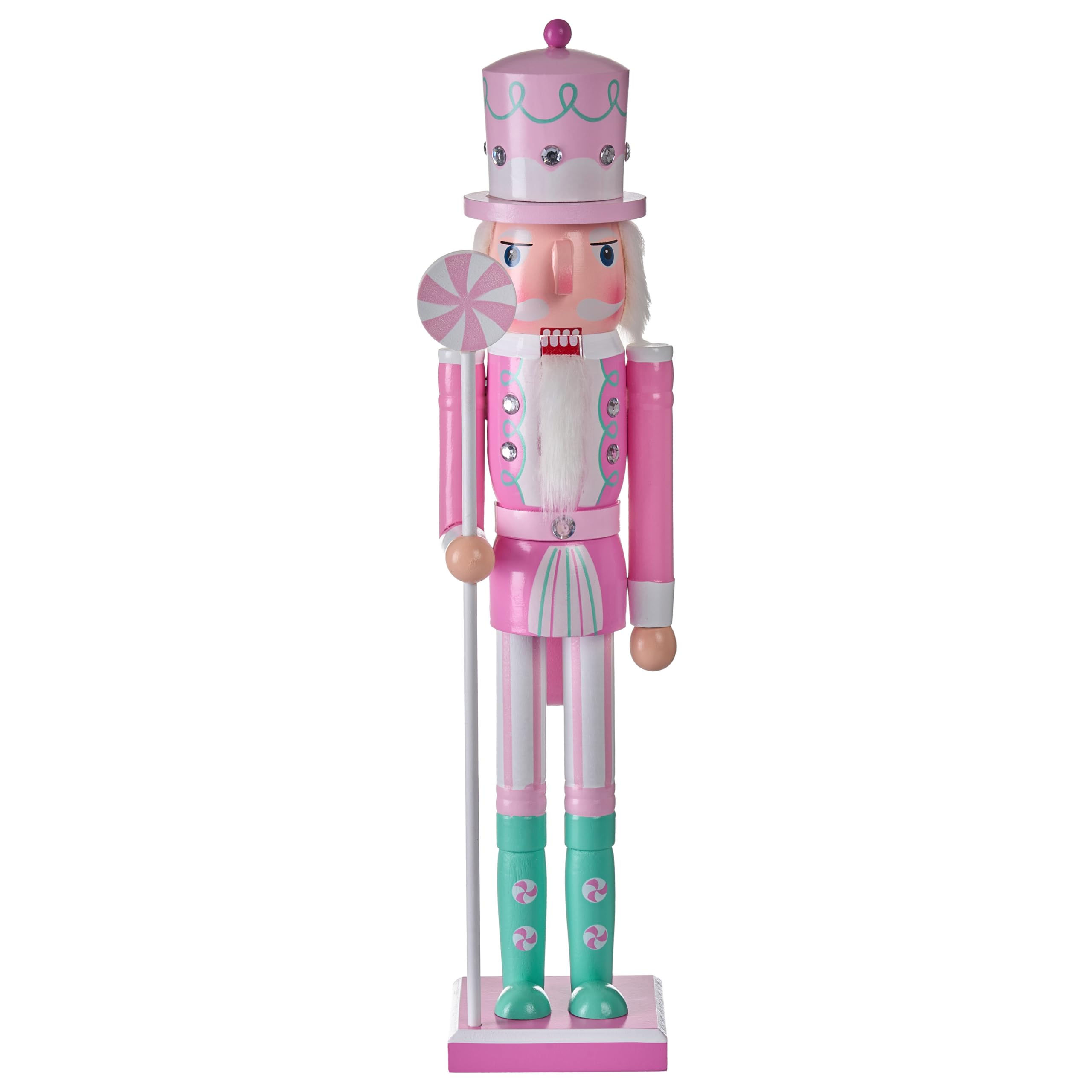 Beliani Figurine en Forme de Casse-Noisette en Bois de Pin Accessoire Décoration de Noël Fait Main Rose Dalalven