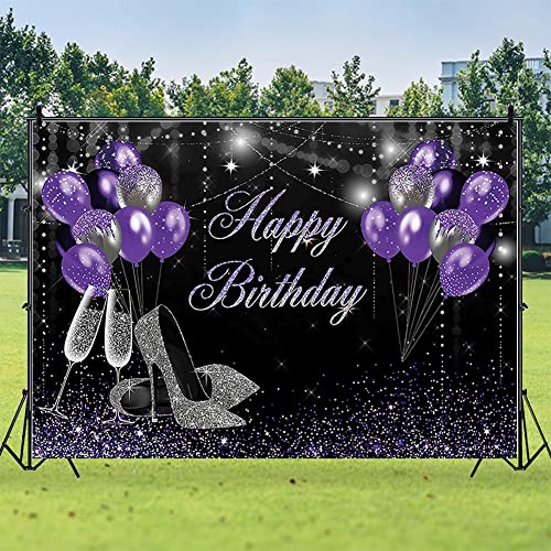 Fondo fotográfico cumpleaños 7x5ft morado y negro miniatura 5