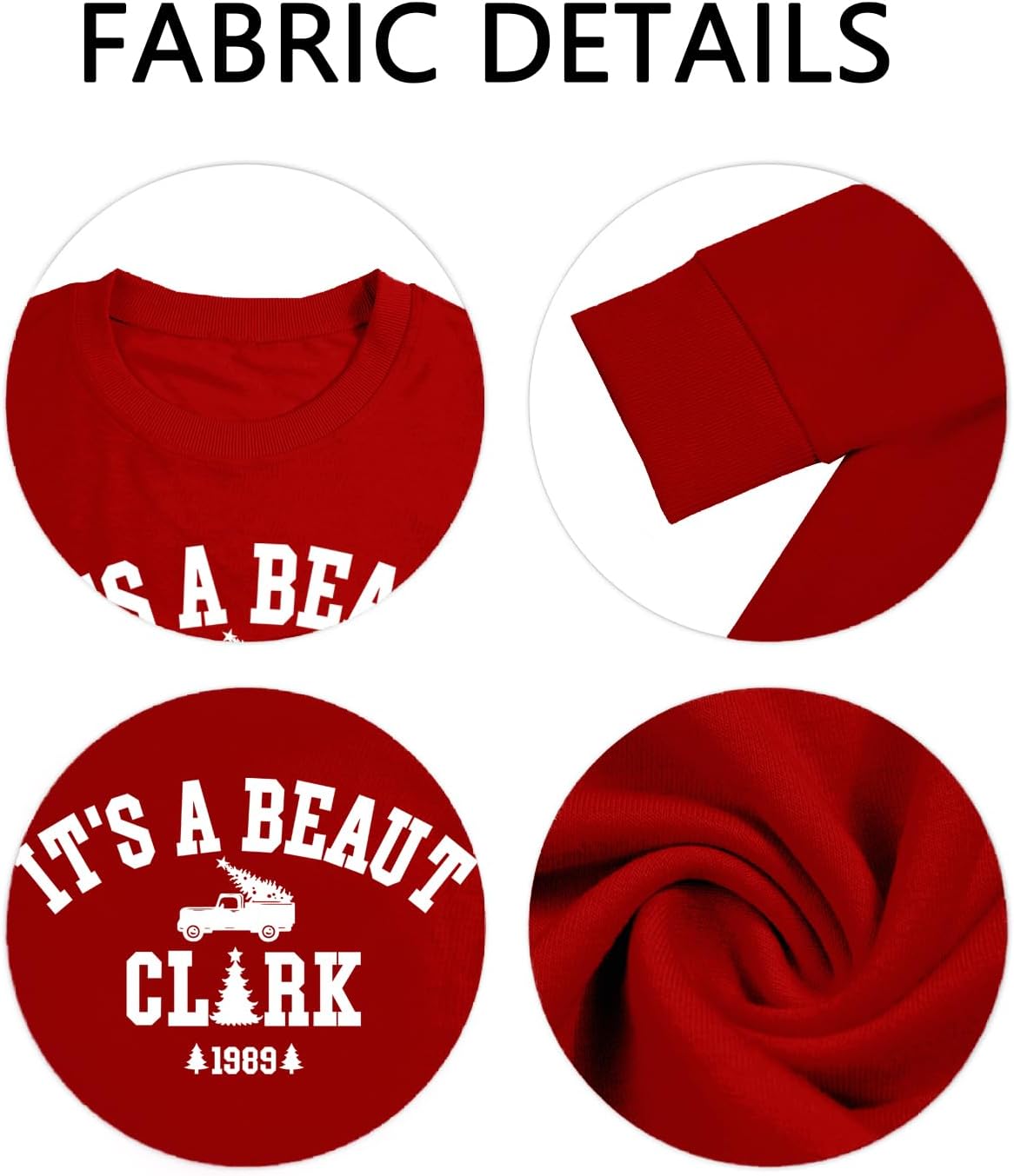 Christmas Cropped Sweatshirts for Women It's A Beaut Clark Letter Sweatshirt Xmas Long Sleeve Crewneck Pullover - Image 5