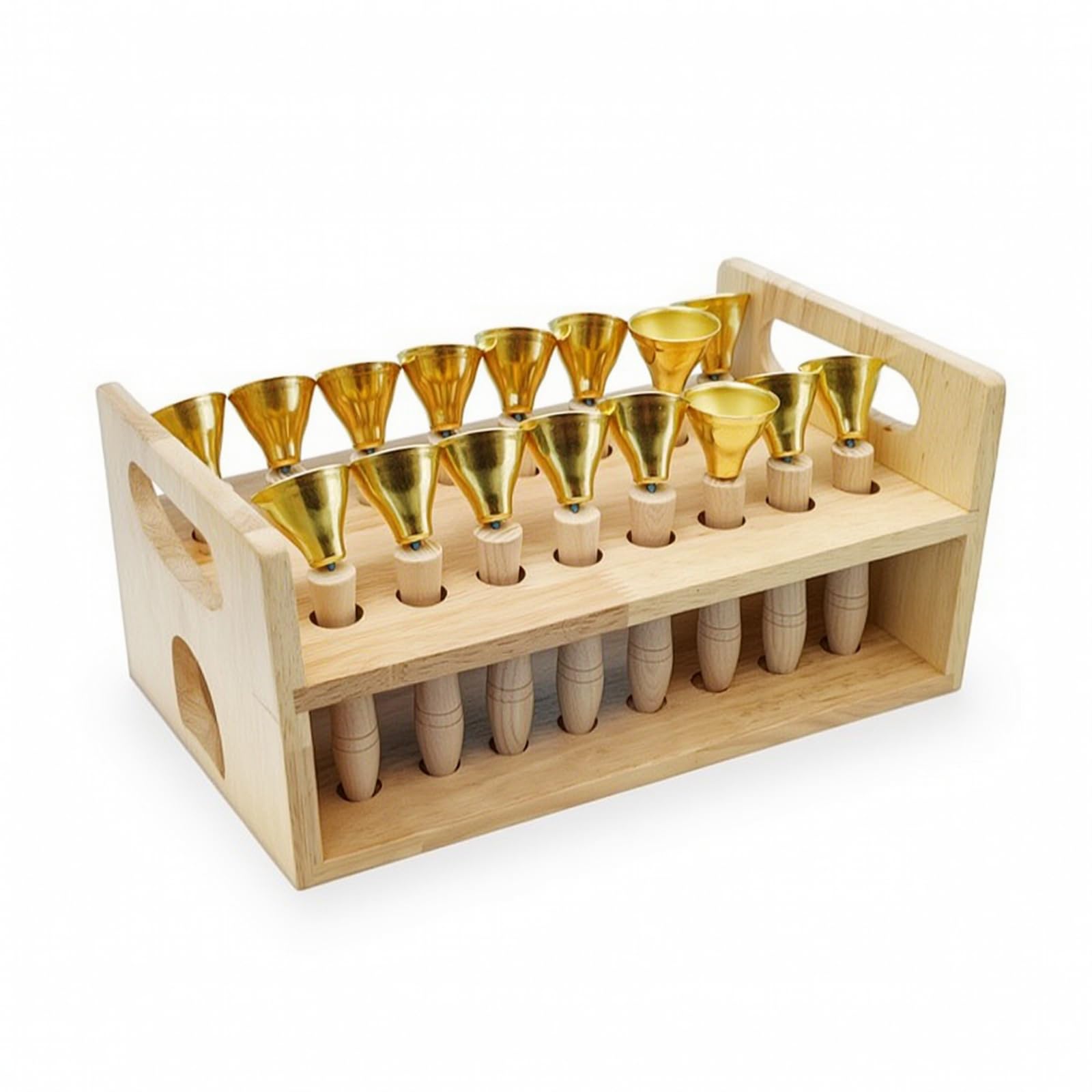 Campana de Percusión Infantil Campana Mano Instrumento Musical Juguete Rítmico con Asa Madera Cómoda y Campana Metal con Estante Estable para Guardar