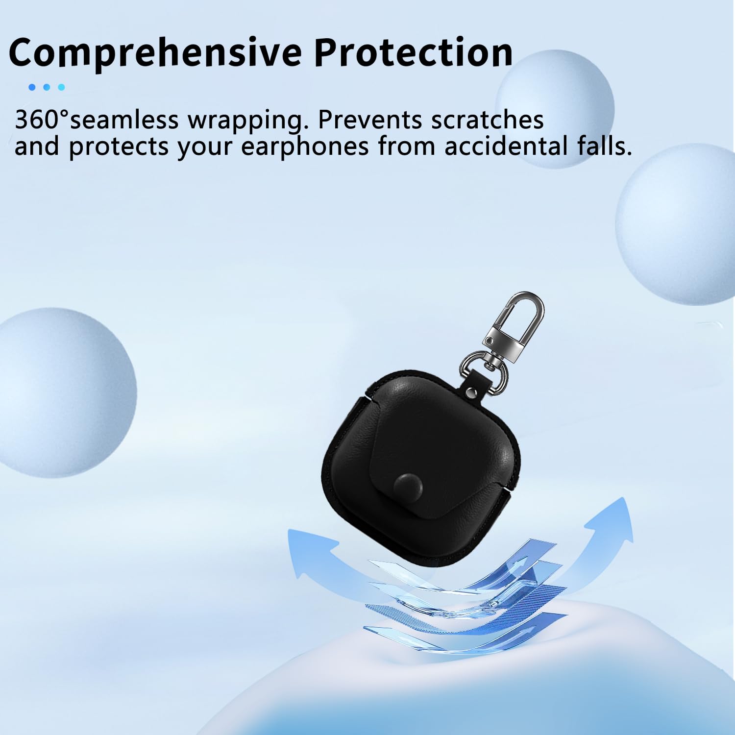 Case For SHOKZ OpenFit 2 Open-Ear Headphones, Soft Silicone Protective Portable Scratch Shock Resistant Shell With Cleaner Kit & Carabiner & Lanyard,Blue