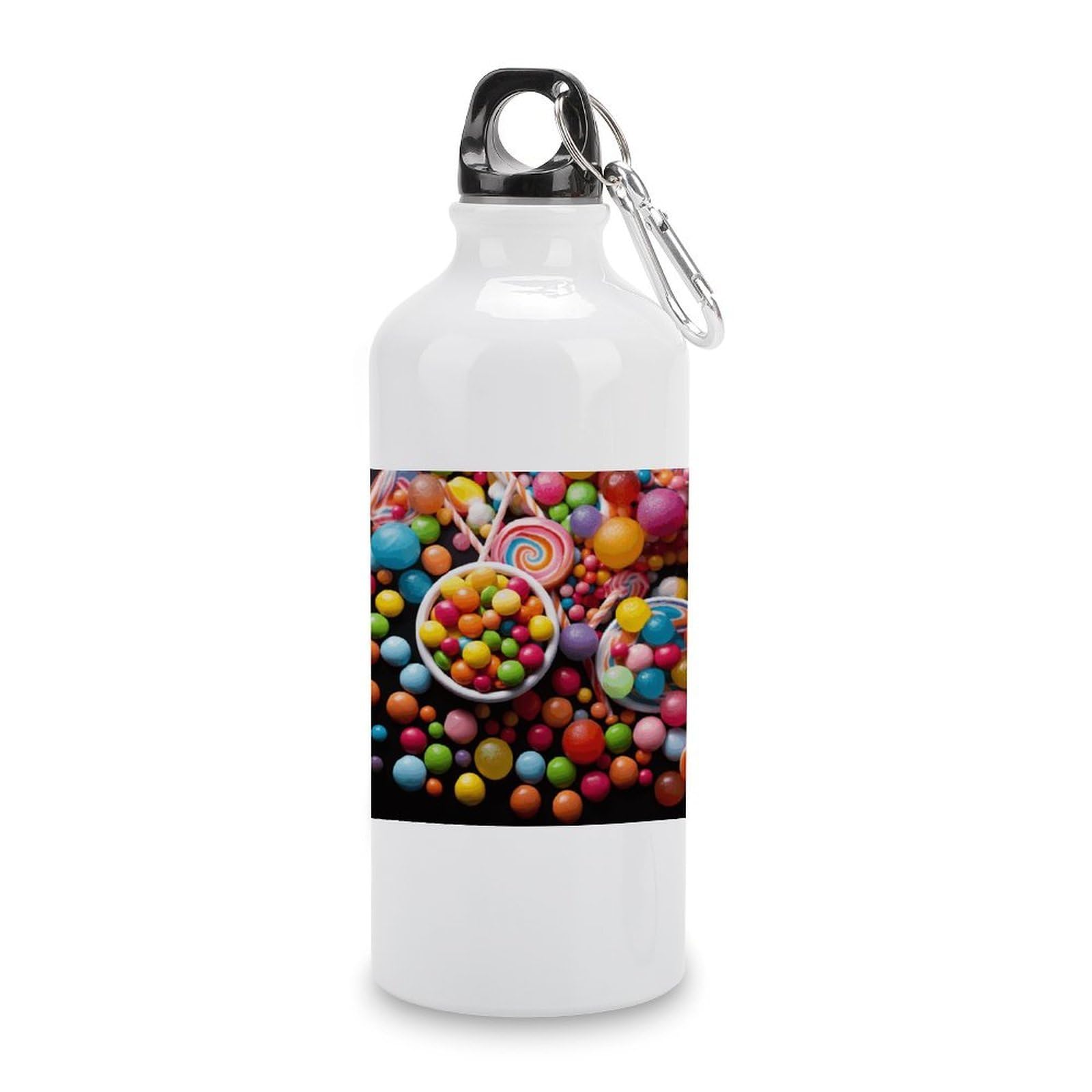 MUSM Colour Candy Water Bottles Sublimation Aluminium Water Bottle with Lid&Hook Lightweight Leak Proof Travel Bottles Reusable Sports Water Bottle Hydration Flask for Outdoor
