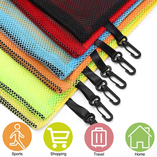 12 Pieces 6 color Mesh Bags with Clips Nylon Mesh Bag Mesh Drawstring Stuff Bag with Cord Lock for Collecting Toys Laundry Sports Gym Beach Travel4