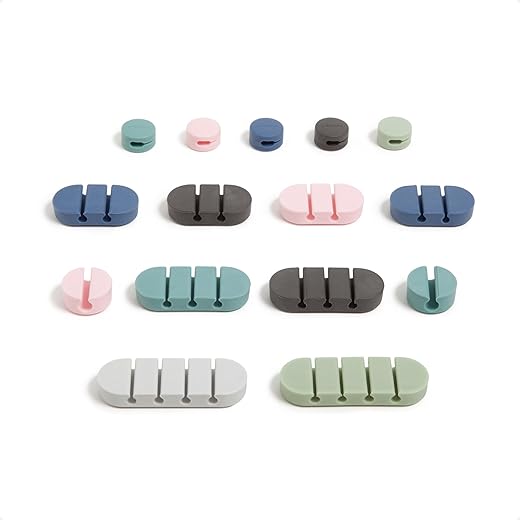 U Brands Adhesive Cord Organizers, Set of 15 Cable Clips, Office Desk Accessories, Office Supplies, Assorted Colors