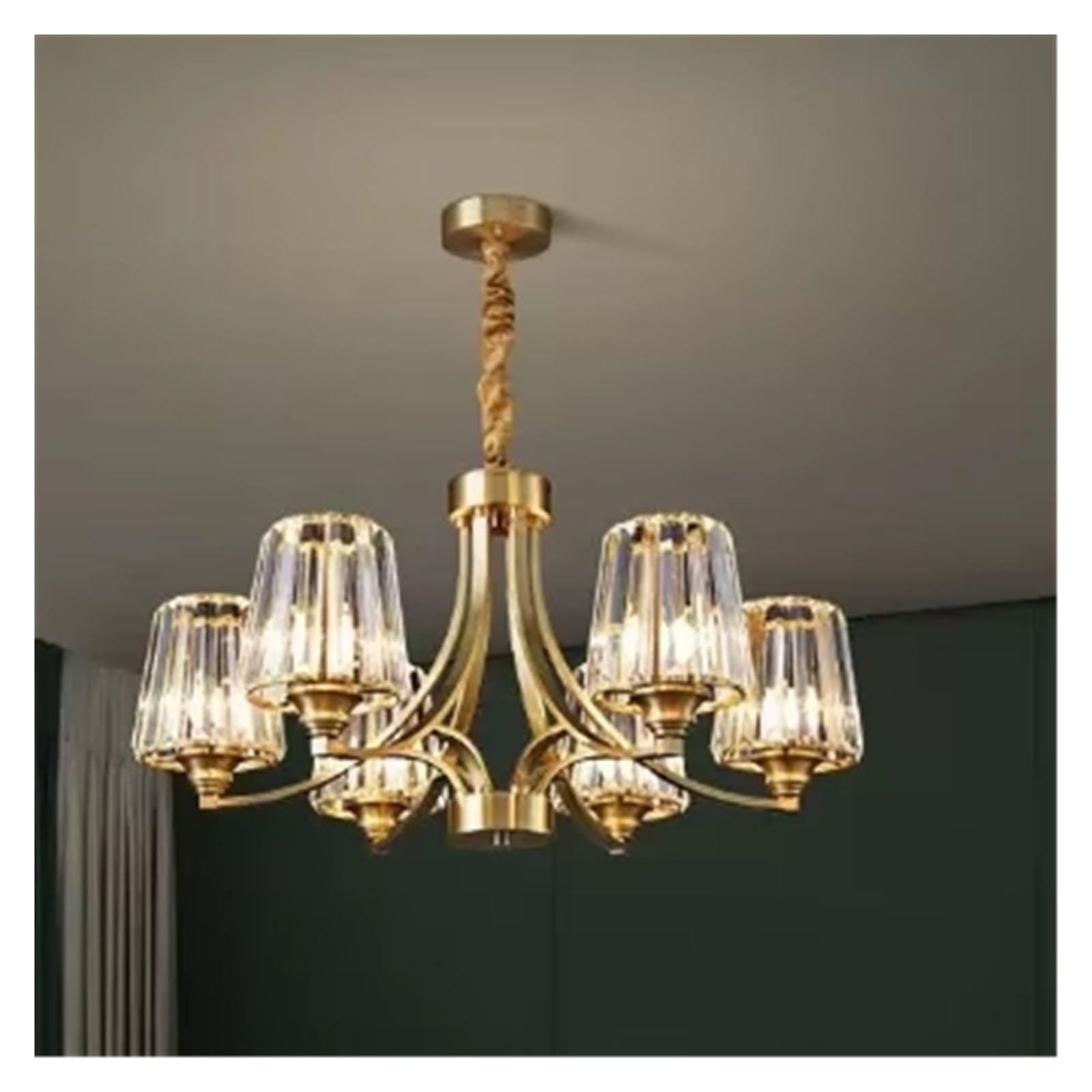 KLXSIVU Chandelier for Living Room Bedroom Dining Luxury American Copper Pendant Light Home Lighting Fixture,One Color-10 Heads