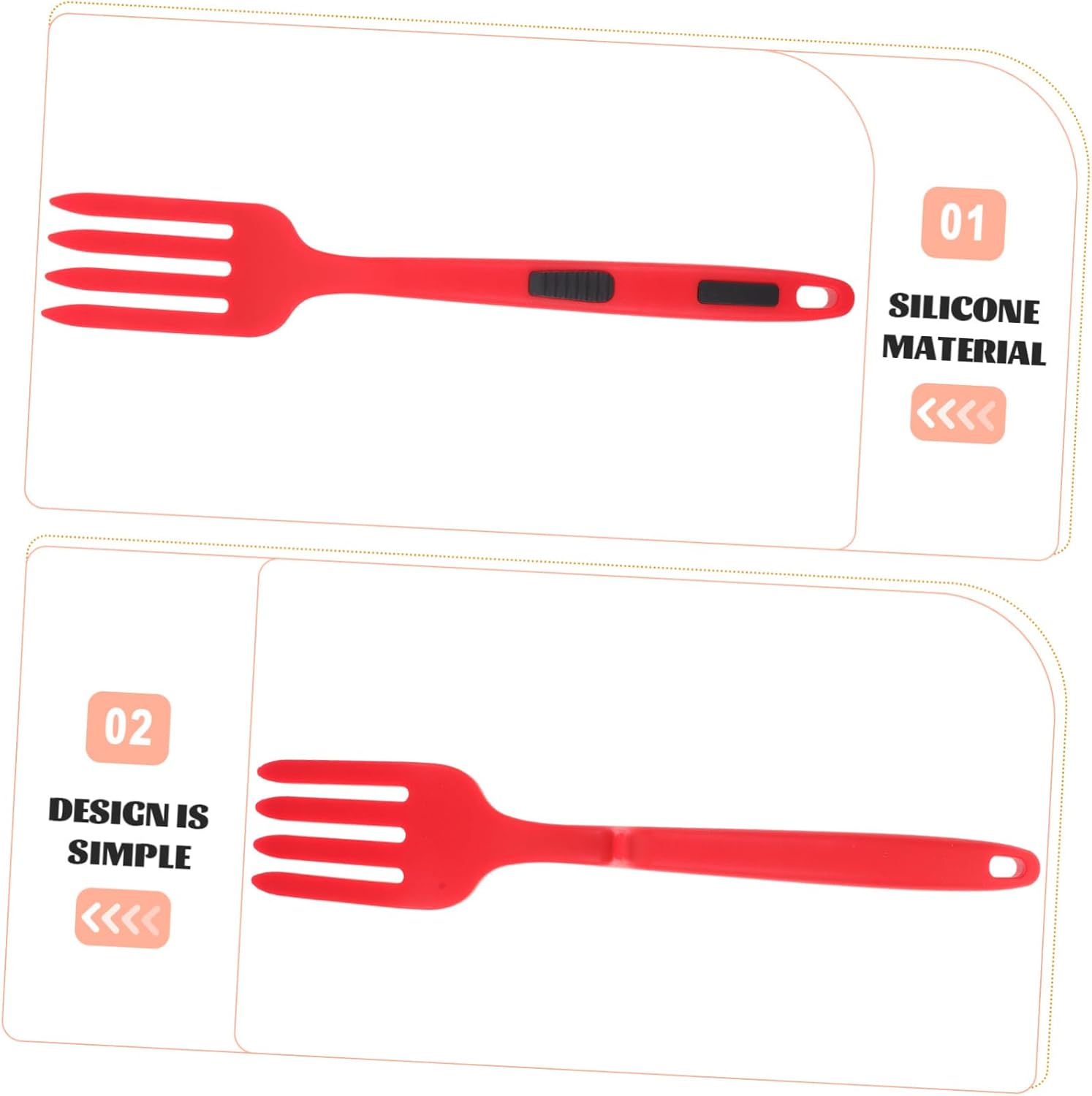 Red Silicone Pasta Server Fork for Kitchen and Camping Use