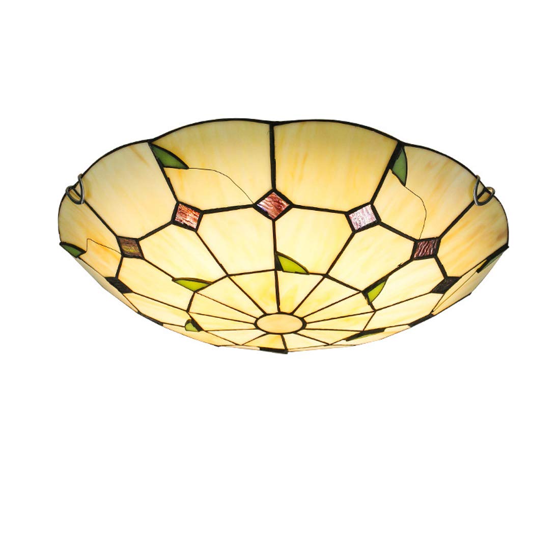 Tiffany Style Ceiling Lights Flush Mount, Vintage Stained Glass Hallway Ceiling Lamp, E27 Bulb Retro Round Shade Ceiling Lighting Fixtures for Bedroom Living Room,A,50cm — image 1
