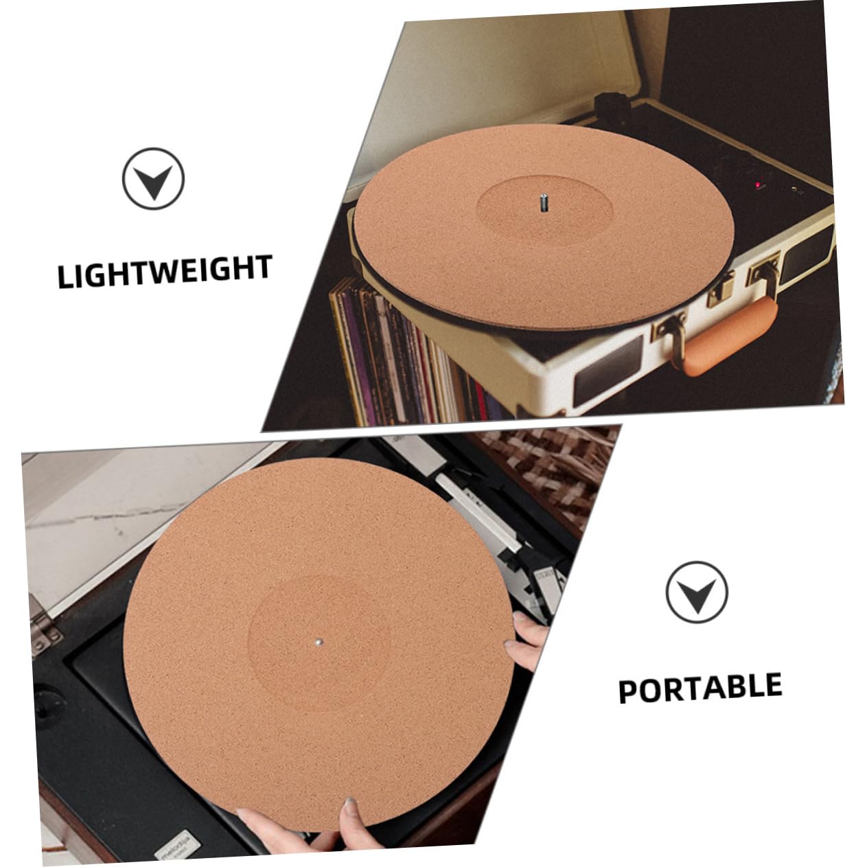 Yardwe 2pcs Cork Vinyl Record Mats for Turntable Static Protective Pads to Reduce Vibration Noise Enhance Sound Quality for Record Players present for Music Lovers
