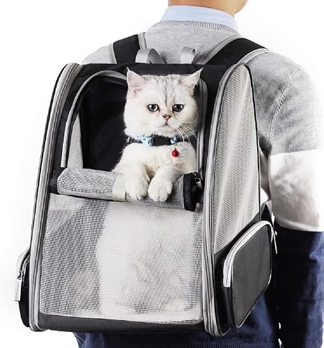 Miniatura 5 de Texsens Innovative Traveler Bubble Backpack Pet Carriers for Cats and Dogs Negro, Gris Claro, Mesh Pink, Actualizado - Negro, Mejorado - Rosa