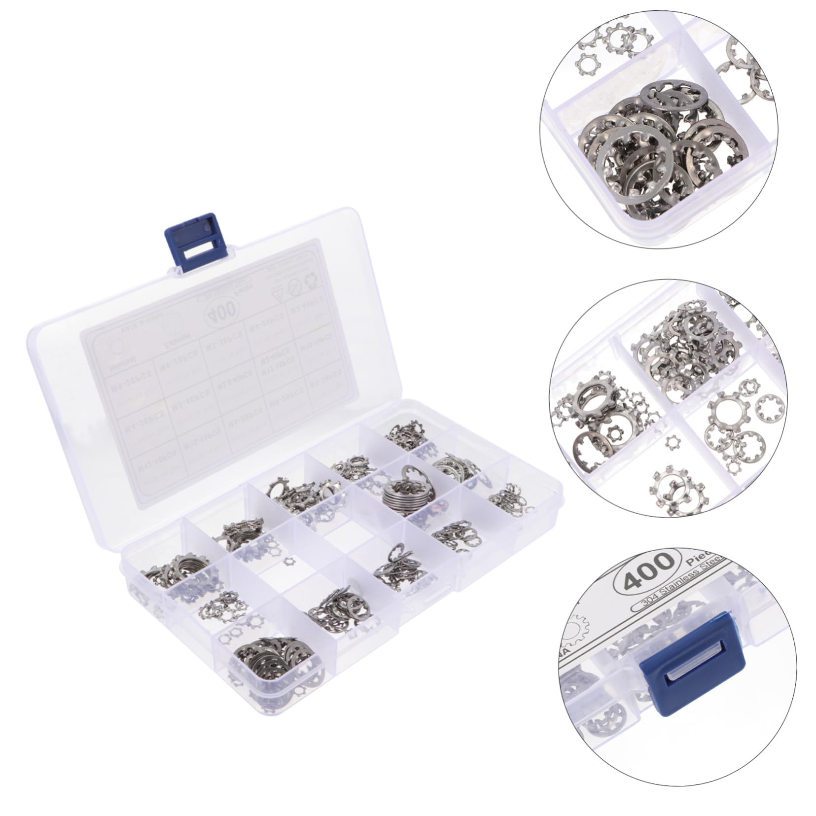 NAMOARLY 400 Pcs Lock Washers Metric Serrated Lock Washer Set External Internal Stainless Steel for Auto Marine Door Window Cylinder M2-