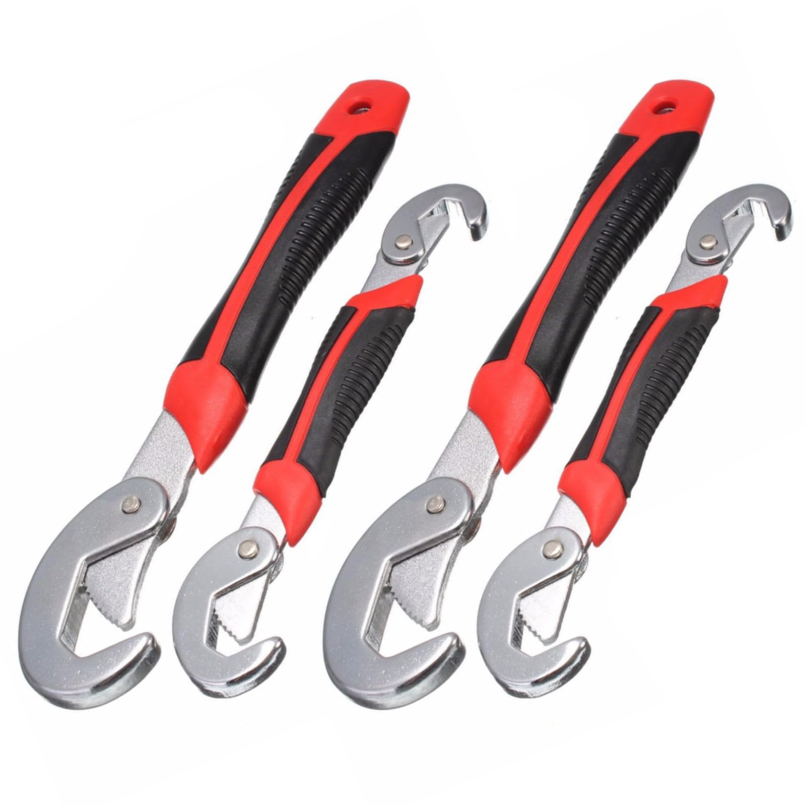 SagaSave Juego de 4 llaves inglesas ajustables, llave ajustable de 9 a 32 mm, llave universal ajustable de trinquete automático, agarre rápido universal para reparaciones del hogar, tuercas, tuberías,