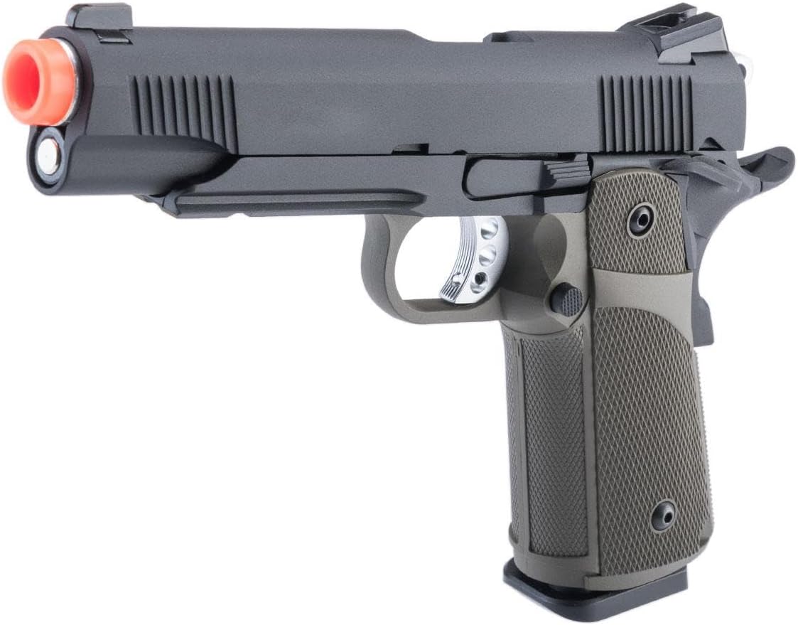 Evike Airsoft - KJW Metal Custom Airsoft 1911 Tactical HI-CAPA Gas / CO2 Blowback (Package: OD Green/Airsoft Pistol) - (PID: 29581)
