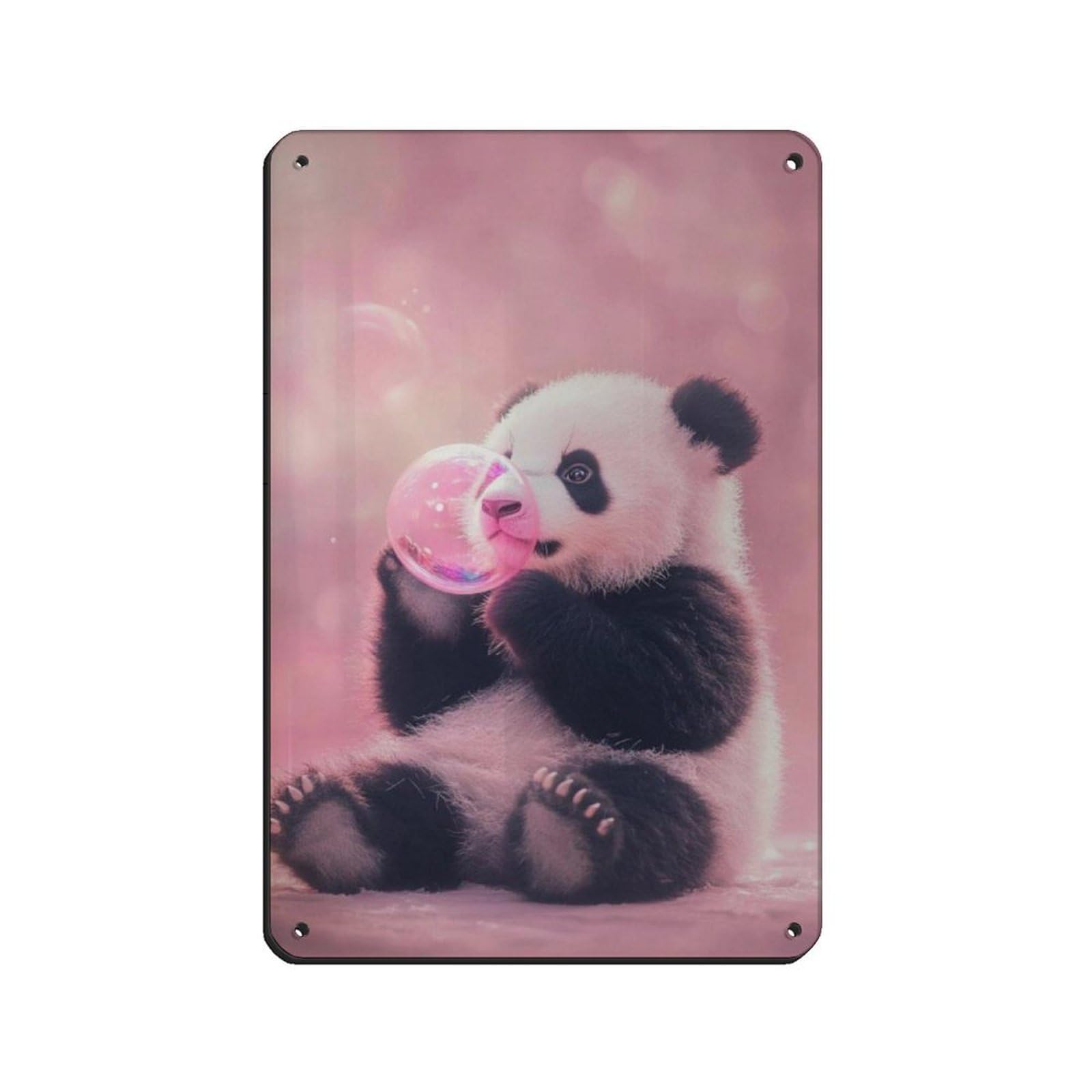 Lxwnze 20L X 30W Cm Cute Panda, Baby Panda Poster Tin Sign Vintage Metal Pub Club Cafe Bar Home Wall Art Decoration Poster Retro 8X12inch(20X30cm)