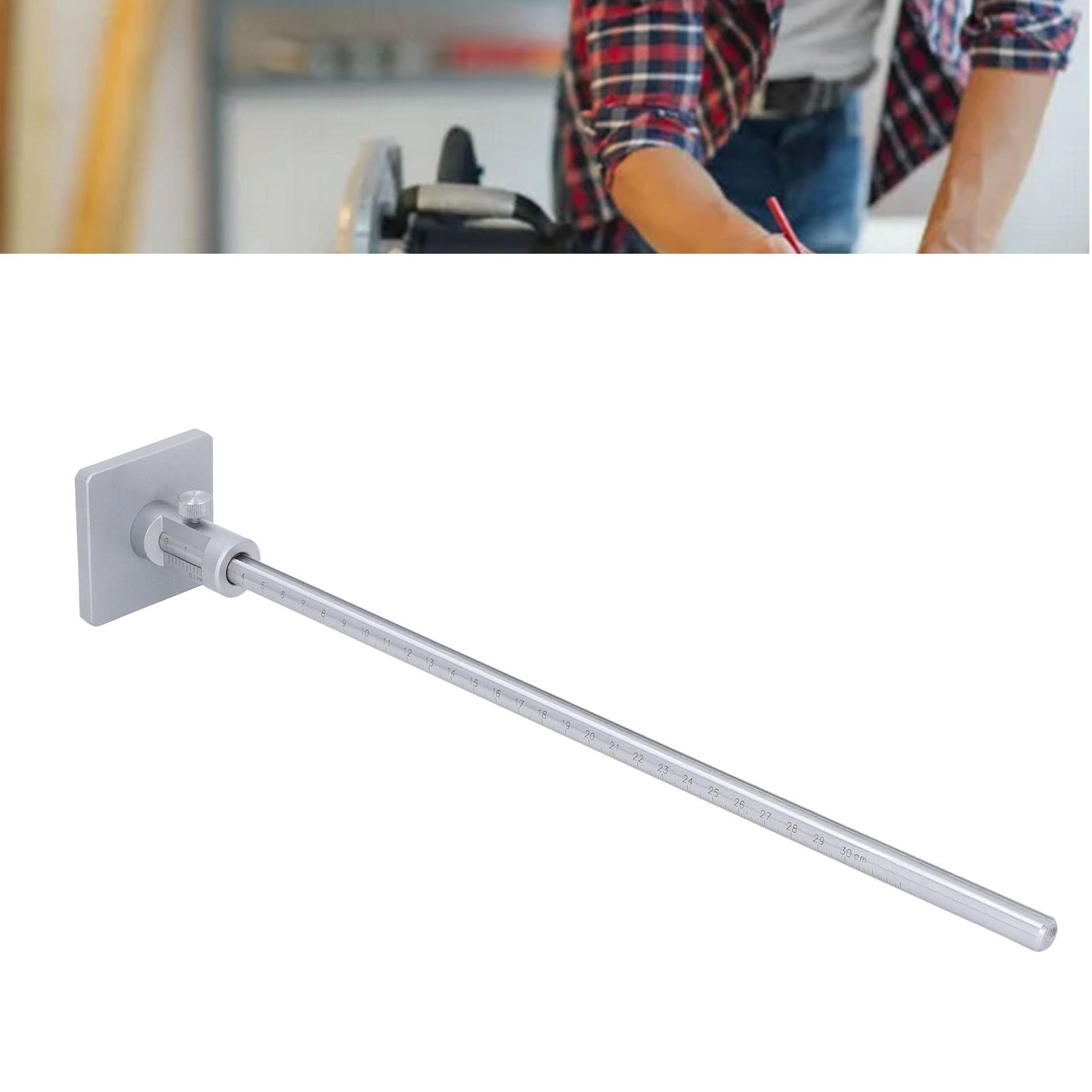 Trazador Cuadrado de Acero Inoxidable de 0 a 300mm, Herramienta de Trazado de Madera Portátil de Ajuste de Perilla de Alta Precisión