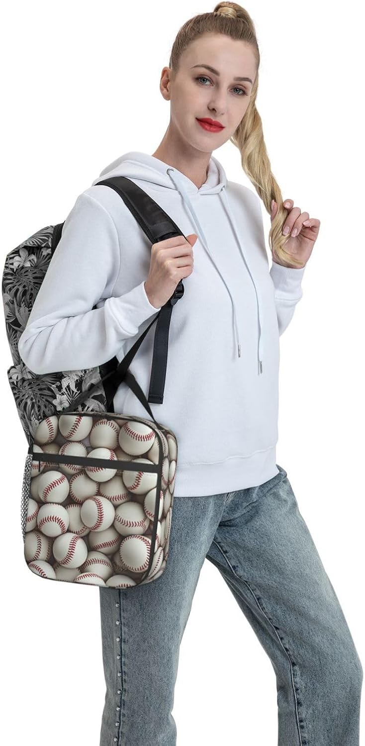 Insulated Lunch Box for Boys Adults Baseball Lunch Box for Work,Picnic,School,Travel,Hiking,Beach or Fishing Polyester Sport Baseball Theme Lunch Bag