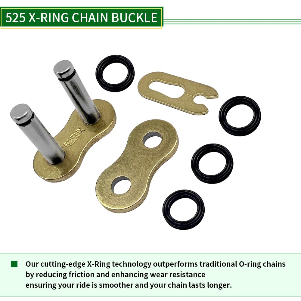 Amazon.com: WEICHENGXIN Gold 525 X-Ring Chain 104 Links Motorcycle
