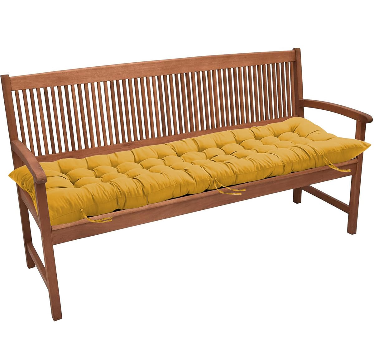 Coussin de banc de jardin jaune 120x40 cm antidérapant et imperméable pour terrasse 2-3 places