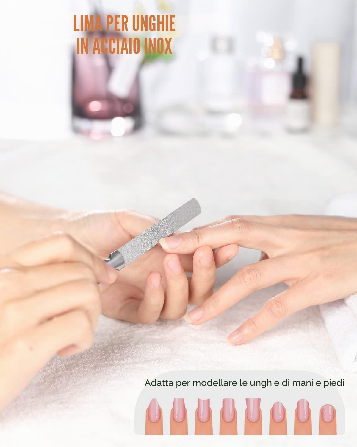 FVION Lime per Unghie in Acciaio Inossidabile - 2 Pezzi Lime Professionali per Unghie Doppia Faccia, Limetta Unghie in Metallo per Manicure e Pedicure