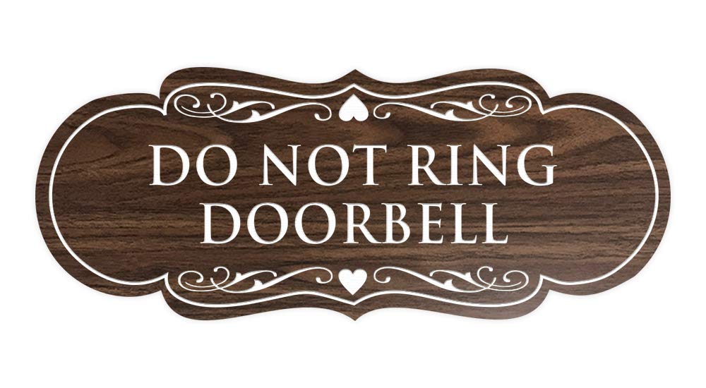 Signs ByLITA Designer Do Not Ring Doorbell Sign(Walnut) - Medium