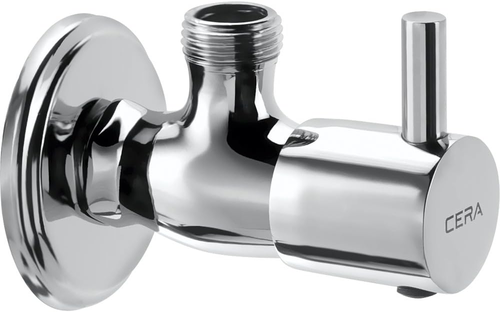 CERA - F2002201 Garnet Quarter Turn Fittings Angle Cock With Wall Flange (Chrome Finish)