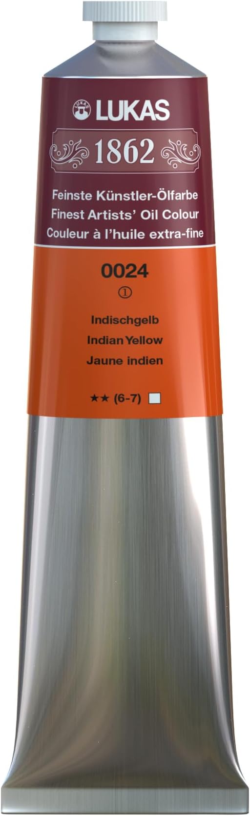 1862 Professional German Oil Paint, Indian Yellow 200 mL - w/Beeswax & Non-Yellowing Sunflower Oil, Short Drying Time, Smooth, Outstanding Lightfastness