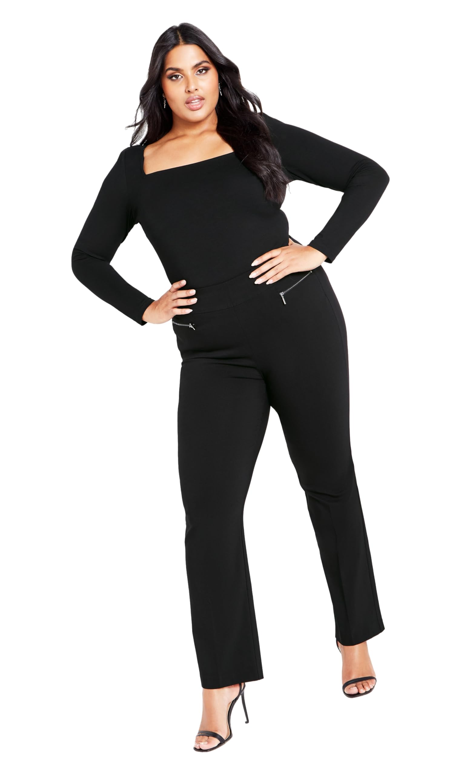 Avenue Womens Plus Size Super Stretch Zip Pant Black