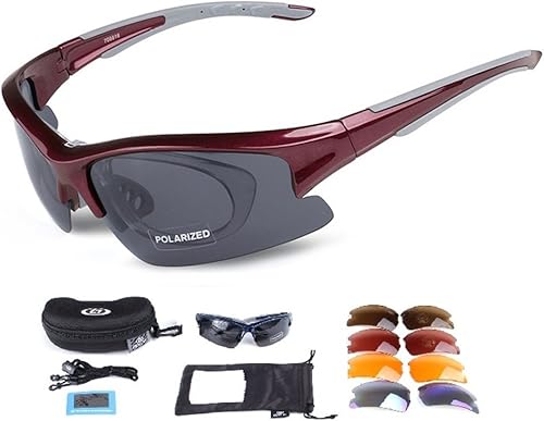 Lentes de sol deportivos polarizados con 5 lentes intercambiables, lentes Tr90 irrompibles para hombres y mujeres, ciclismo, conducción, correr, MTB