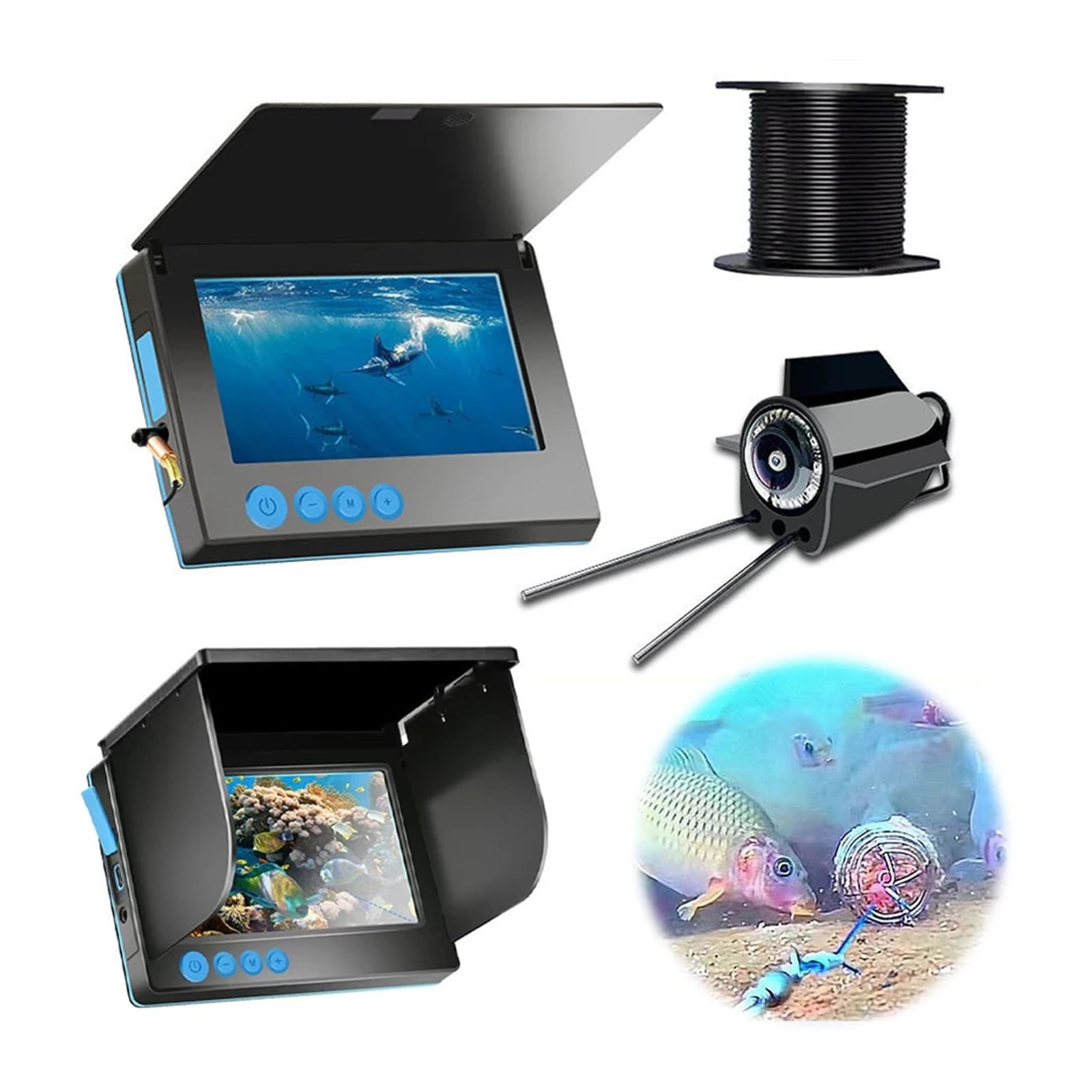 Caméra de pêche sur Glace HD 4,3/5 Pouces, 12 lumières infrarouges, détecteur de Poissons sur Glace, for la pêche en lac, en mer et en Bateau