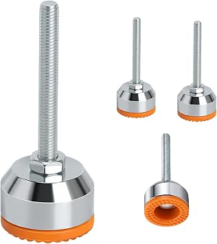 4-Pack Heavy Duty Machine Feet, Height-Adjustable Feet with Threaded Shanks & Rubber Buffers, Adjustable Leveling Feet M8   66mm  40mm for Workbenches Furniture Machines Tables Office and Industrial