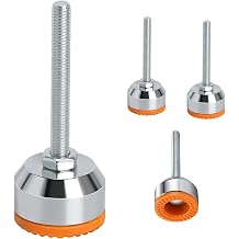 4-Pack Heavy Duty Machine Feet, Height-Adjustable Feet with Threaded Shanks & Rubber Buffers, Adjustable Leveling Feet M8   66mm  40mm for Workbenches Furniture Machines Tables Office and Industrial