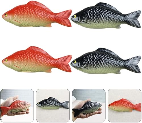 Miniatura 8 de POPETPOP 4 unids simulación carpa cruciana modelo de escritorio juguetes artificiales para decoración del hogar juguete de pescado falso exhibición