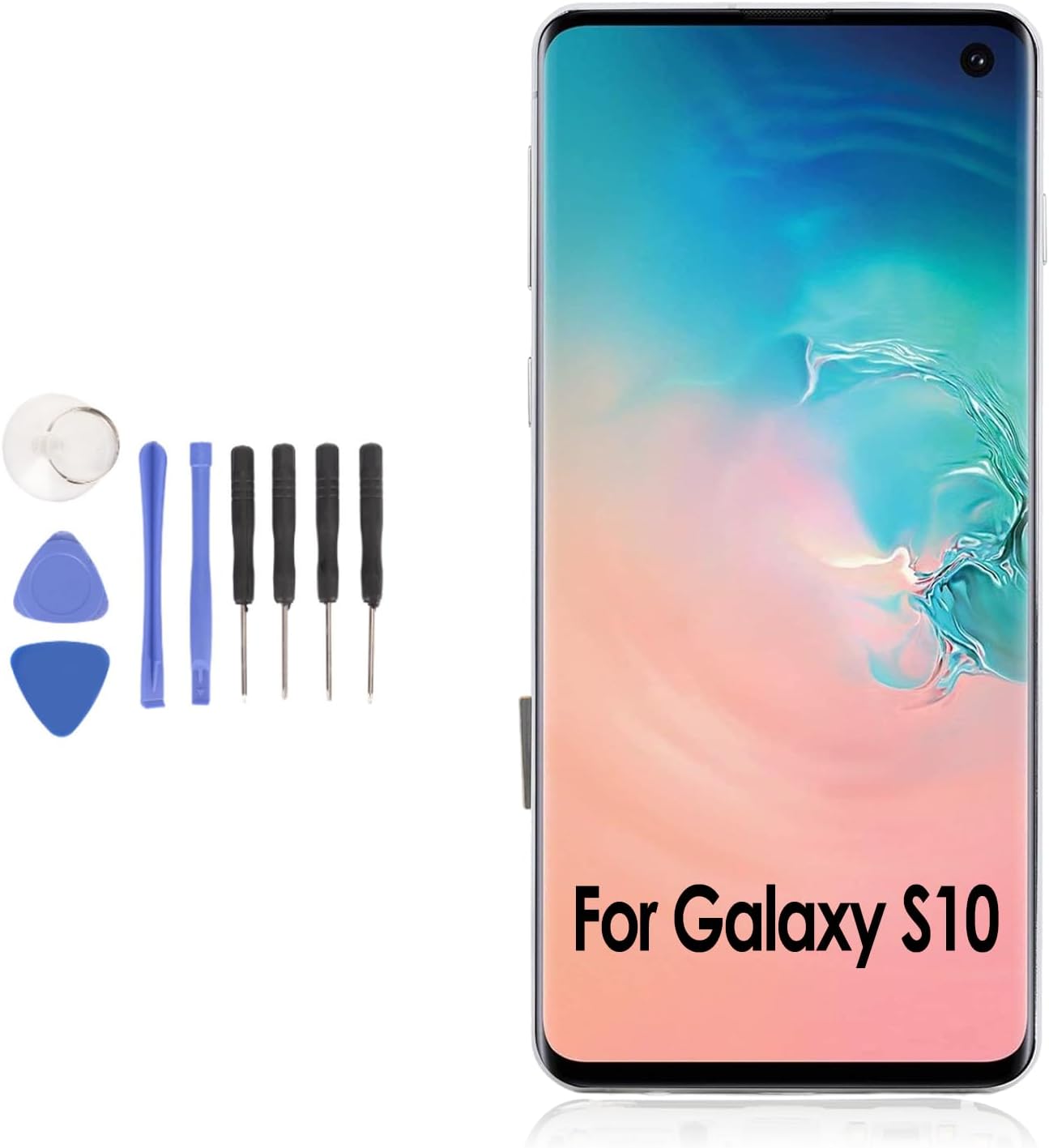 Screen for S10, Screen Replacement with Frame for S10 G9730 G973U G973W G973F, 6.1inch LCD Display Digitizer Assembly with Repair Tools (Black)