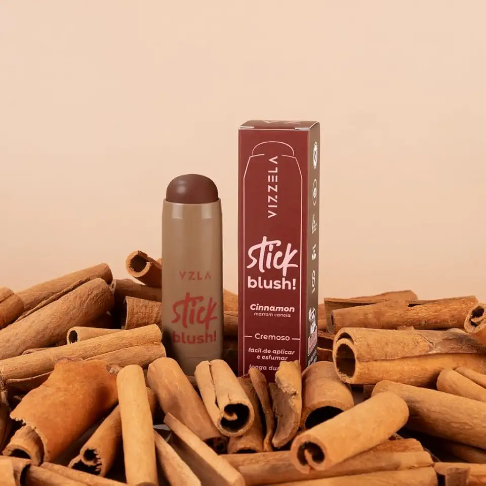 Blush Stick Cinnamon Canela Marrom Bastão Vegano Original Vizzela