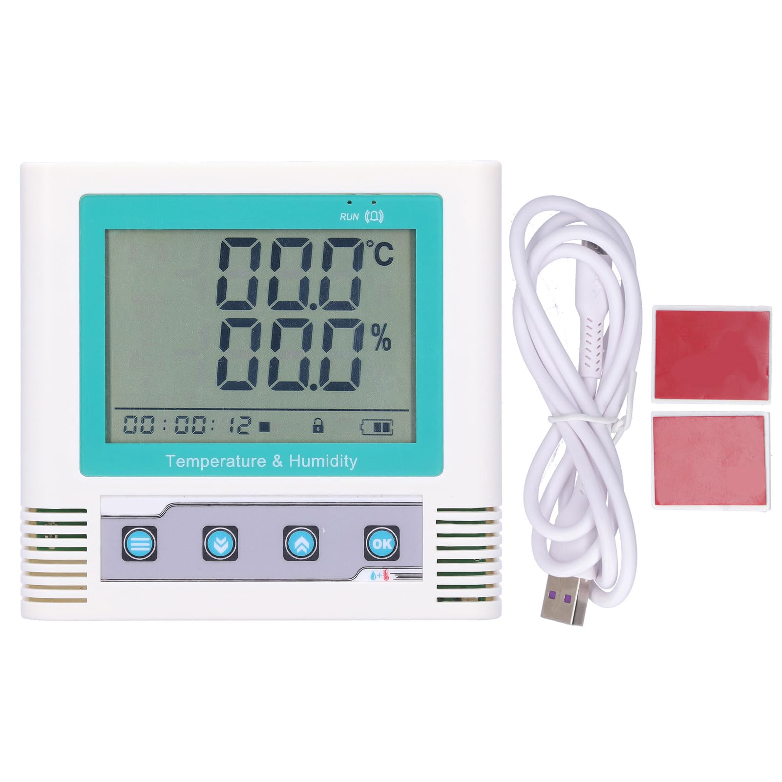 Yosoo Health Gear Registrador de Datos de Temperatura y Humedad, Registrador de Temperatura y Humedad USB con Pantalla LCD, Sensor ABS, Almacenamiento de Datos 260000, CC 5 V, para Cadena de Frío de