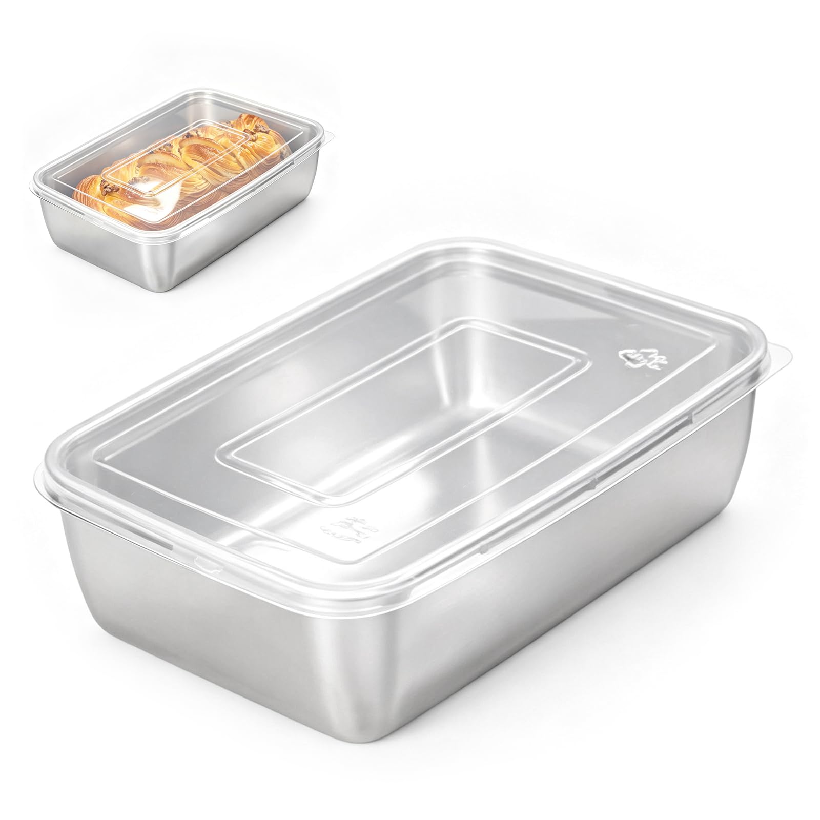 NYHWBI Loaf Tin with Lid, Stainless Stee Bread Pan Cake Tin Bread Tins Pizza Dough Proofing Box Container Tray for Banana Bread Brownies Meal Prep Baking