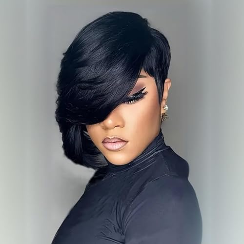 Short Pixie Cut Wig for Black Women Black Pixie Human